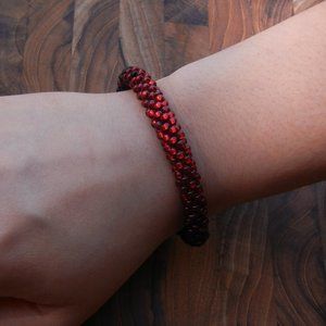 Red & Black Seed Bead Bracelet | Handmade Custom Size | Stackable Layering